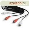 Gembird 2db RCA M/M audio kbel 7.5m fekete