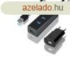 AXAGON HUE-S2BL 4x USB 3.0 hub gyorstlts tmogatssal + h