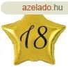 Arany Happy Birthday 18 Gold csillag flia lufi 48 cm