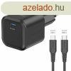 SWISSTEN GaN hlzati adapter 1x USB-C 20 W PD, fekete + ada