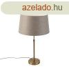 Bronz asztali lmpa vszon rnyalat taupe 35cm - Parte