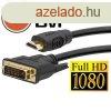 DVI - HDMI kbel aranyozott csatlakozval - 5m (20382)