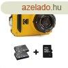 Kodak Pixpro WPZ2 Yellow Waterproof + 2db akku 16GB microSD 