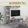 3 rszes szrke sonoma fatermk knyv/tv-szekrny 180x30x180