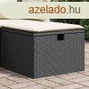 Fekete polyrattan kerti szk prnval 55 x 55 x 37 cm