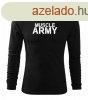 DRAGOWA Fit-T hossz ujj pl muscle army , fekete 160g/m2