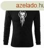 DRAGOWA Fit-T hossz ujj pl skull, fekete 160g/m2