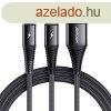 USB-kbel Joyroom S-1230G12 2 az 1-ben USB-C / Lightning 3A 