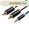 Audioadapter kbel 3,5 mm-es dugasz-2x duga RCA 10 m-es szel