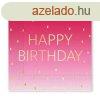 Happy Birthday Golden Pink szalvta 20 db-os 33x33 cm FSC