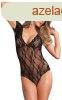 Floral Lace Backless Teddy Black Leg Avenue