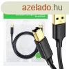 UGREEN US135 USB 2.0 AB nyomtatkbel, aranyozott, 3 m (feke