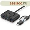 UGREEN USB 3.0 + USB-C 3.1 4 portos HUB, OTG (fekete)