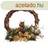 Adventi koszor 30,48 cm Fa Barna Zld Manyag MOST 9877 HEL