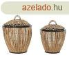 Kosr Szett DKD Home Decor Fekete Termszetes Fm Rattan 48 