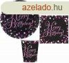 Happy Birthday Pink party szett 32 db-os 23 cm-es tnyrral