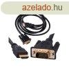 Aranyozott VGA - HDMI kbel 2m hossz, Full HD csatlakozkka