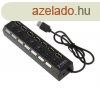 7 portos kapcsolhat USB hub - Fekete