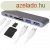 USB eloszt HUB MacBook-hoz, Type-C, USB 3.0, SD, Micro SD, 