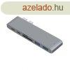 USB eloszt HUB MacBook-hoz szrke sznben, Type-C, USB 3.0,