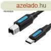 Vention USB-C 2.0 -> USB-B 2.0 (2 Amper, fekete, nyomtat