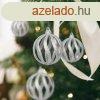 Karcsonyfadsz szett - glitteres ezst gmbdsz - 7 cm - 6 