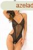 Crotchless Mesh + Lace Teddy Black S/M