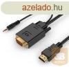 Gembird HDMI-VGA s audio kbeladapter, egy port, 1,8 m, fek