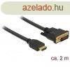 DELOCK kbel HDMI male > DVI 24+1 male ktirny 2m