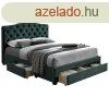 Chesterfield brsonyszvet gykeret, 160x200 cm, fenyzld -