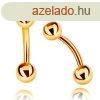 Piercing srga 14K aranybl - kt fnyes sima goly, hajlto