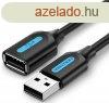 Vention USB-A 2.0/M -> USB-A 2.0/F, (hosszabbt, PVC fek